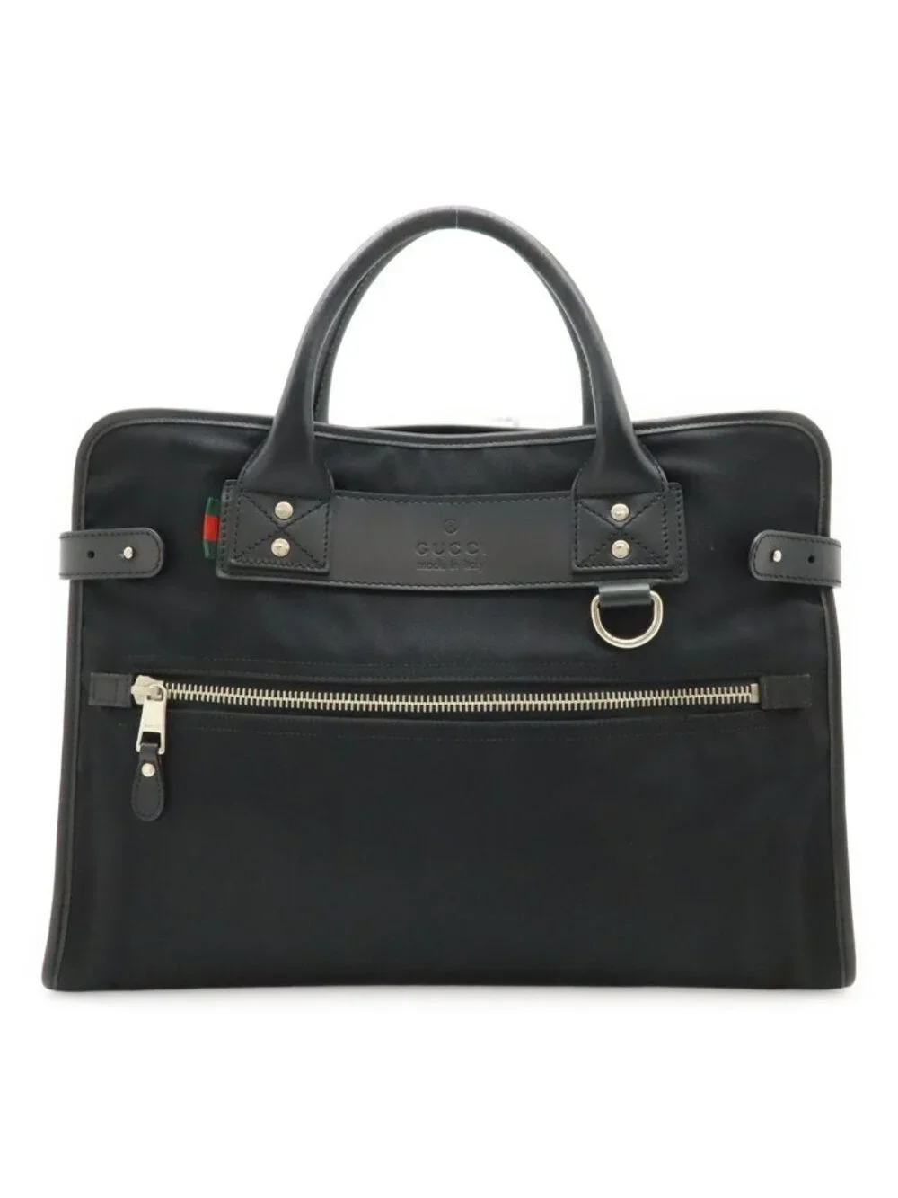 Gucci Business Briefcase Document Purse Nylon Canvas Black Silver - Picture 1 of 9